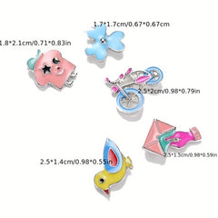5pcs Cute Cartoon Alloy Brooch Set