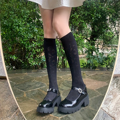 Floral Print Calf Socks Retro Style Knee High Socks