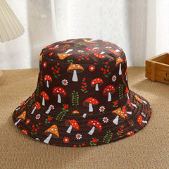 Men's Windproof Visor Mushroom Print Bucket Hat