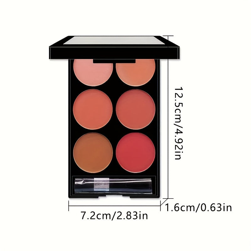 6 Shade Natural Three-Dimensional Blush Palette