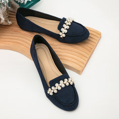 Pearl Decor Flat Loafers Lightweight Shoes Women's Footwear