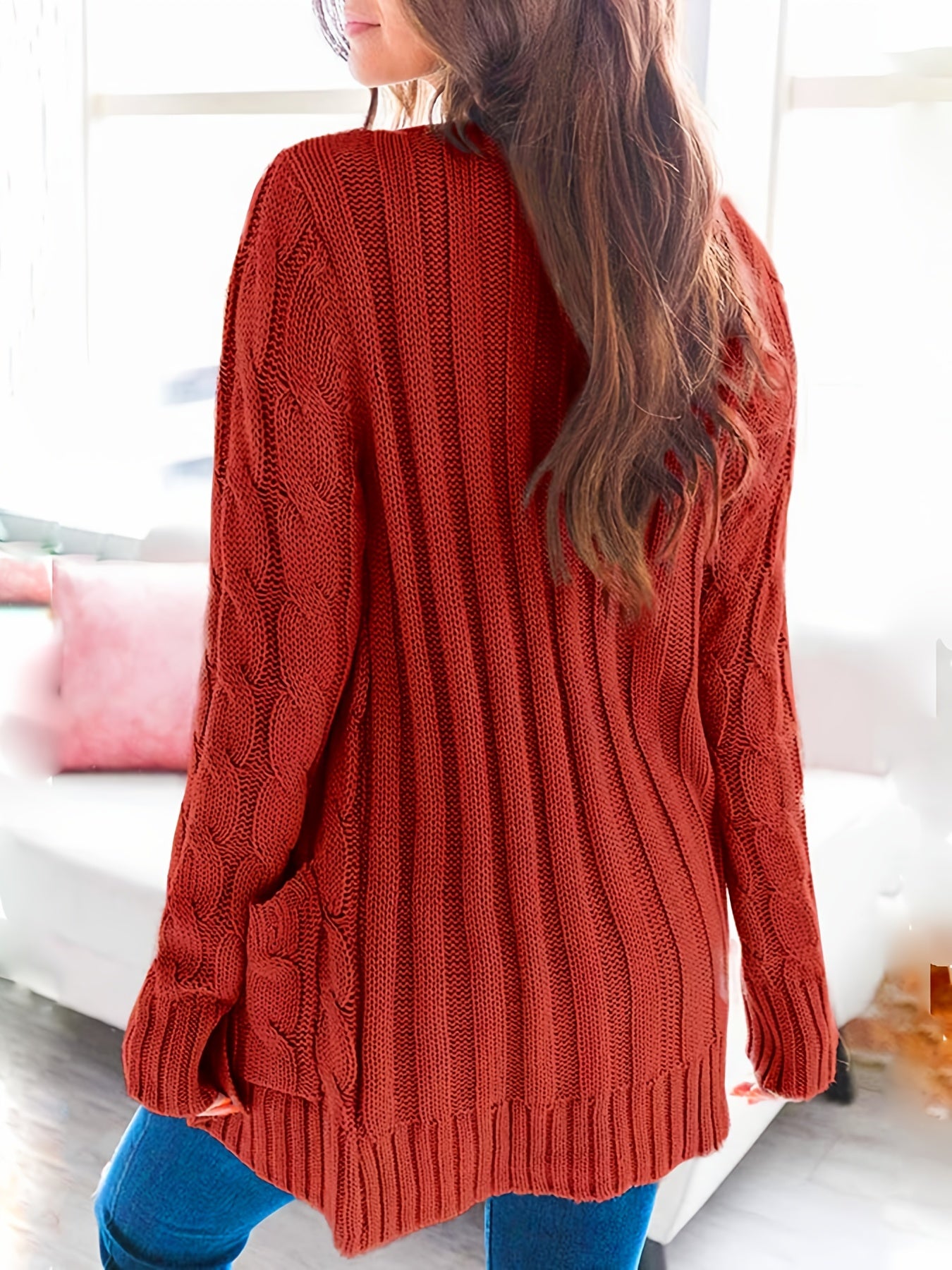 Casual Cardigan Women's Plus Long Sleeve Button Up Medium Stretch