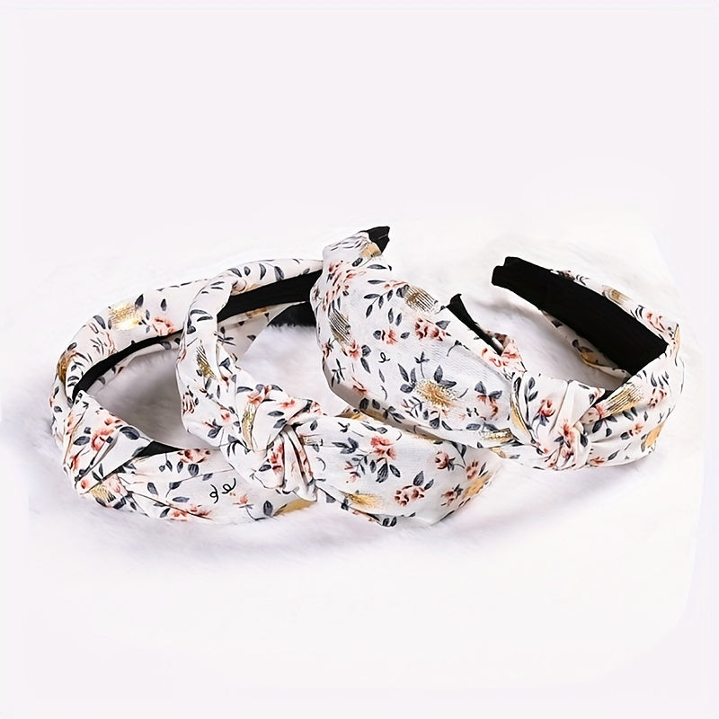 Floral Print Women Headband Wide Cloth Hairband Vintage Hair Accessories
