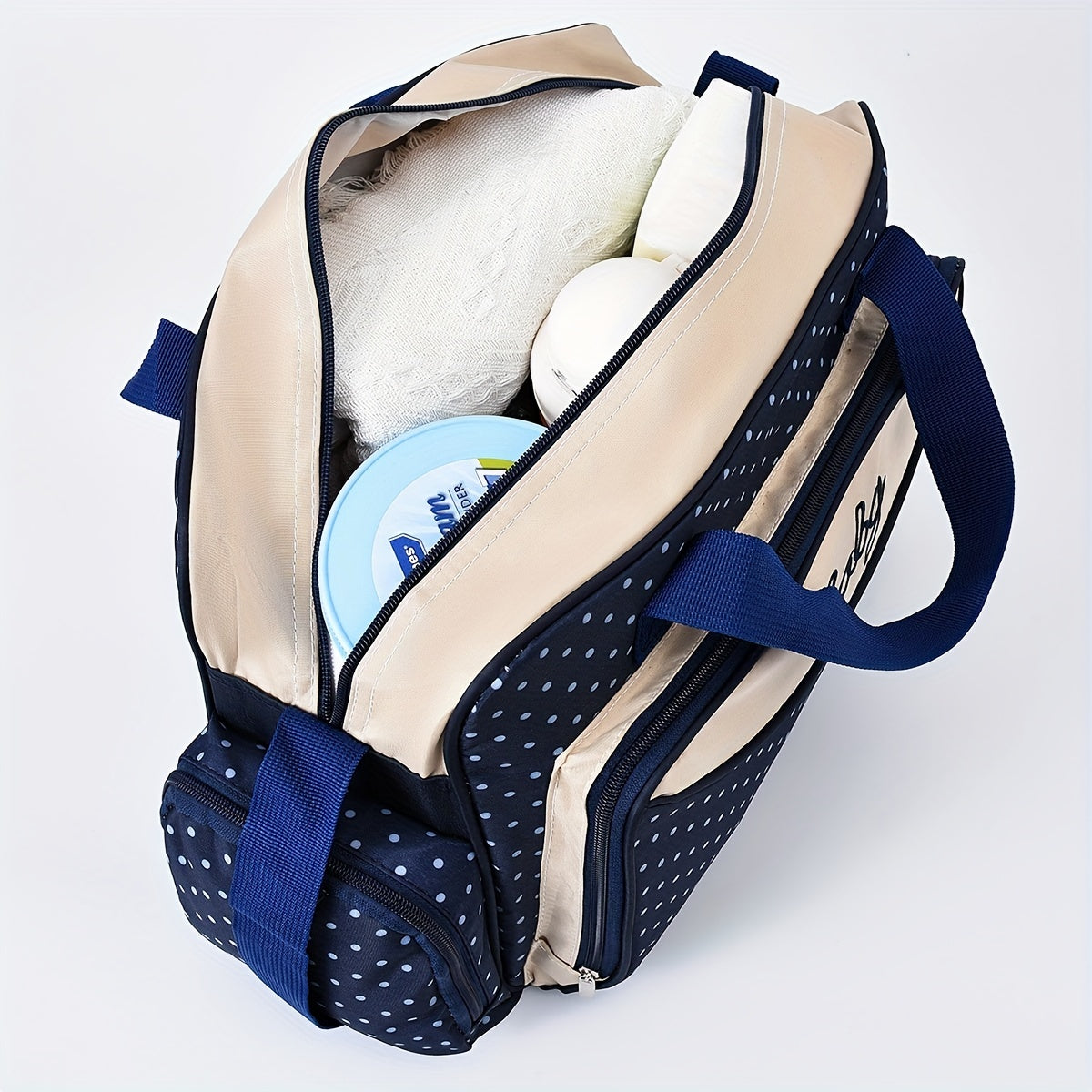Polka Dot Large Mommy Bag 5pc Set Portable Mother Baby Diaper Bag