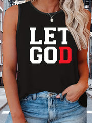 Art Letter Print Tank Top Women's Plus