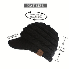 Chunky Cable Knit Ponytail Beanie Soft Winter Hat for Women