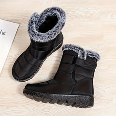 Women's Winter Snow Boots Waterproof Hook & Loop Comfort Mid Calf Booties