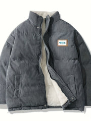 Women's Corduroy Liner Fleece Mock Neck Puffer Coat