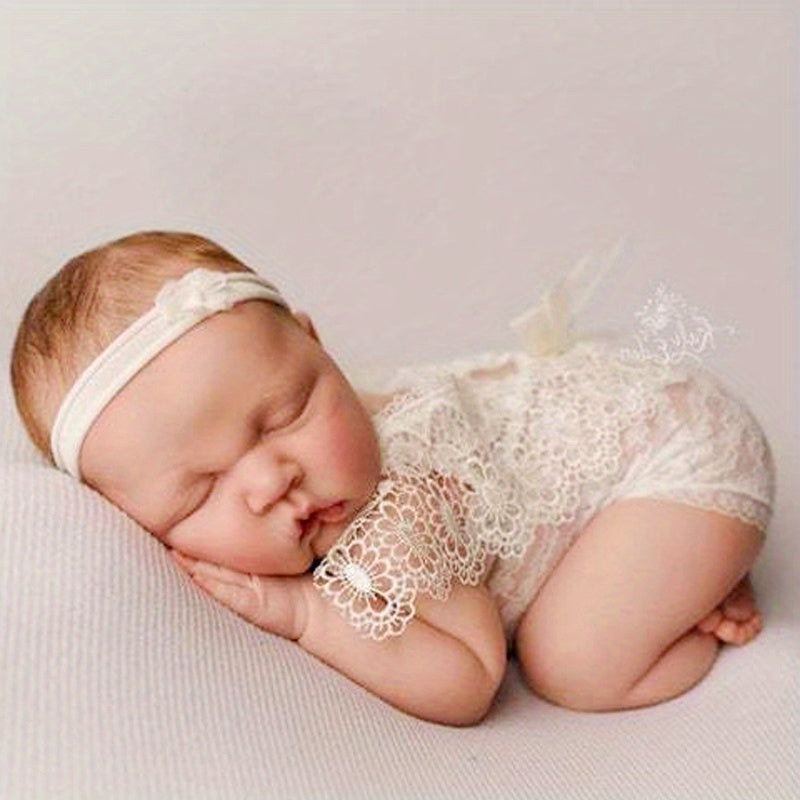 Newborn Lace Hollow Photography Clothing 0-3 Months Baby Photo Outfit Set