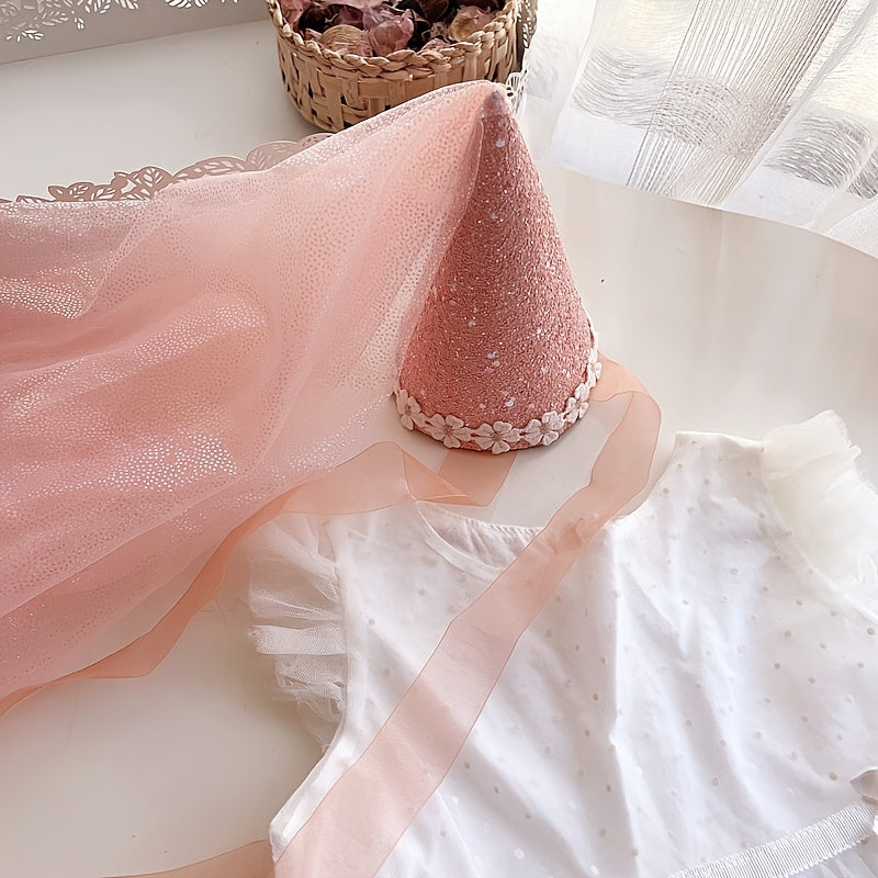 Sweet Mesh Headband Children's Birthday Hat Crown Cake Decor