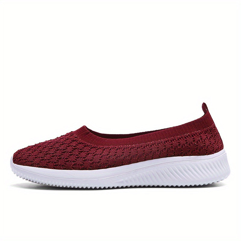 Women's Breathable Knit Slip-On Sneakers Lightweight Flats