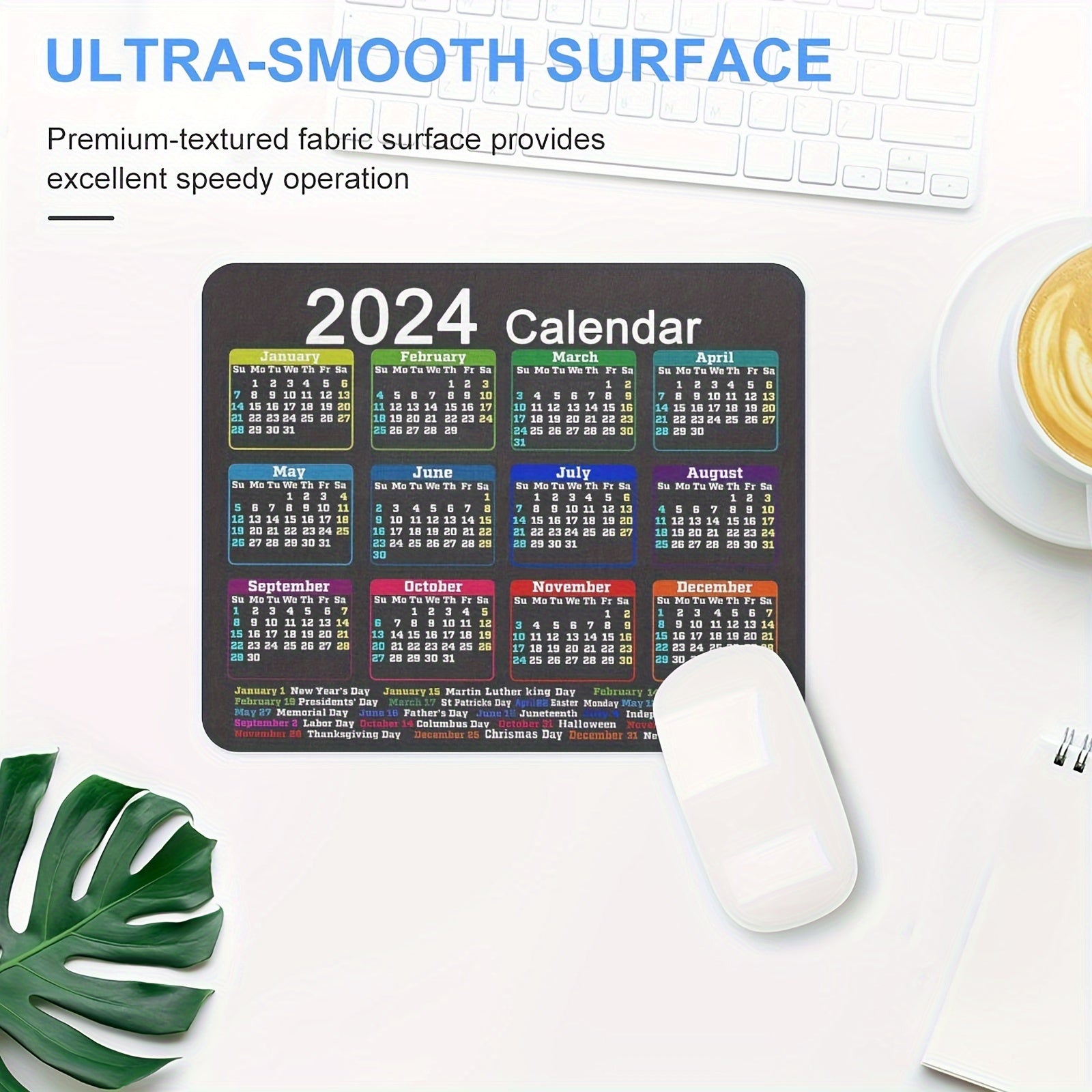 Mouse Pad Calendar Non-slip Rubber Base Waterproof Mouse Pad