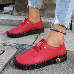 Women's Faux Leather Sneakers Casual Lace Up Outdoor Shoes Lightweight Low Top