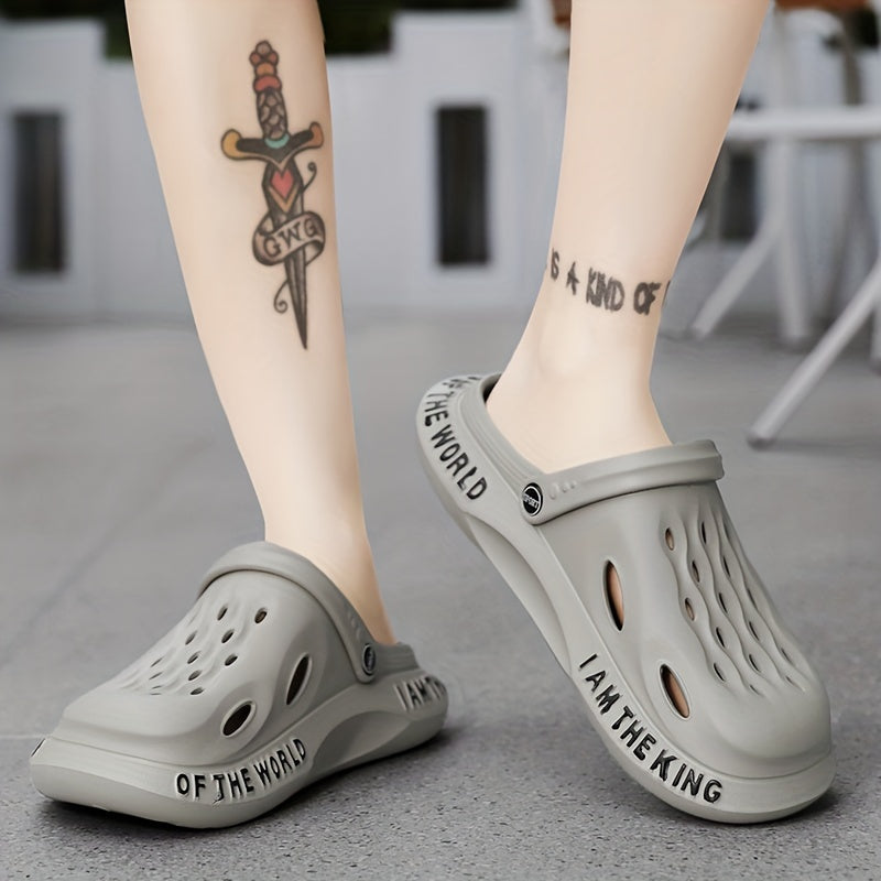 Men's Lightweight Comfy Garden Clogs - Alphabet Detail - Non Slip