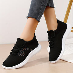 Women's Knitted Sports Shoes Lace Up Low Top Running Shoes