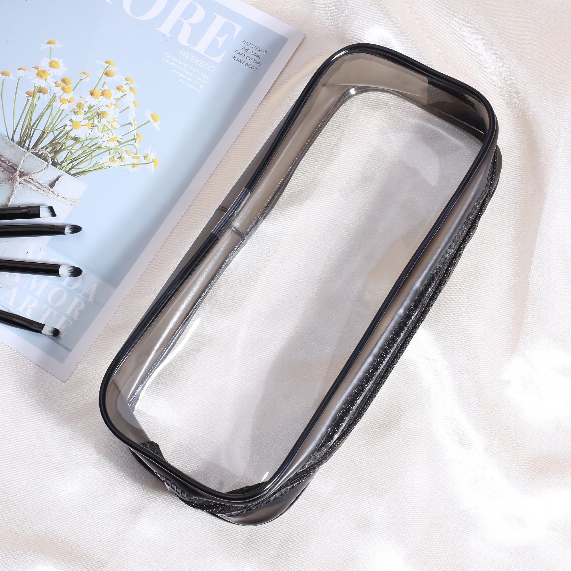 Clear PVC Makeup Pouch with Zipper for Brushes & Cosmetics