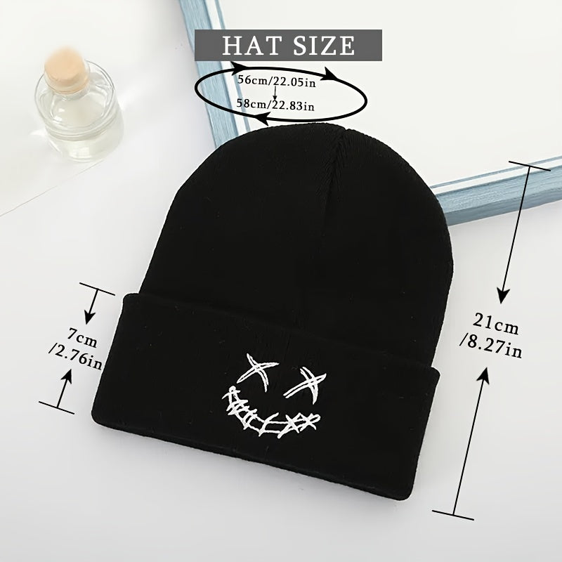 Embroidered Slouchy Knit Beanie Hat Winter Skull Cap Soft Stocking Hat