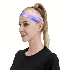 Rainbow Galaxy Print Headband for Sport & Casual Outfits