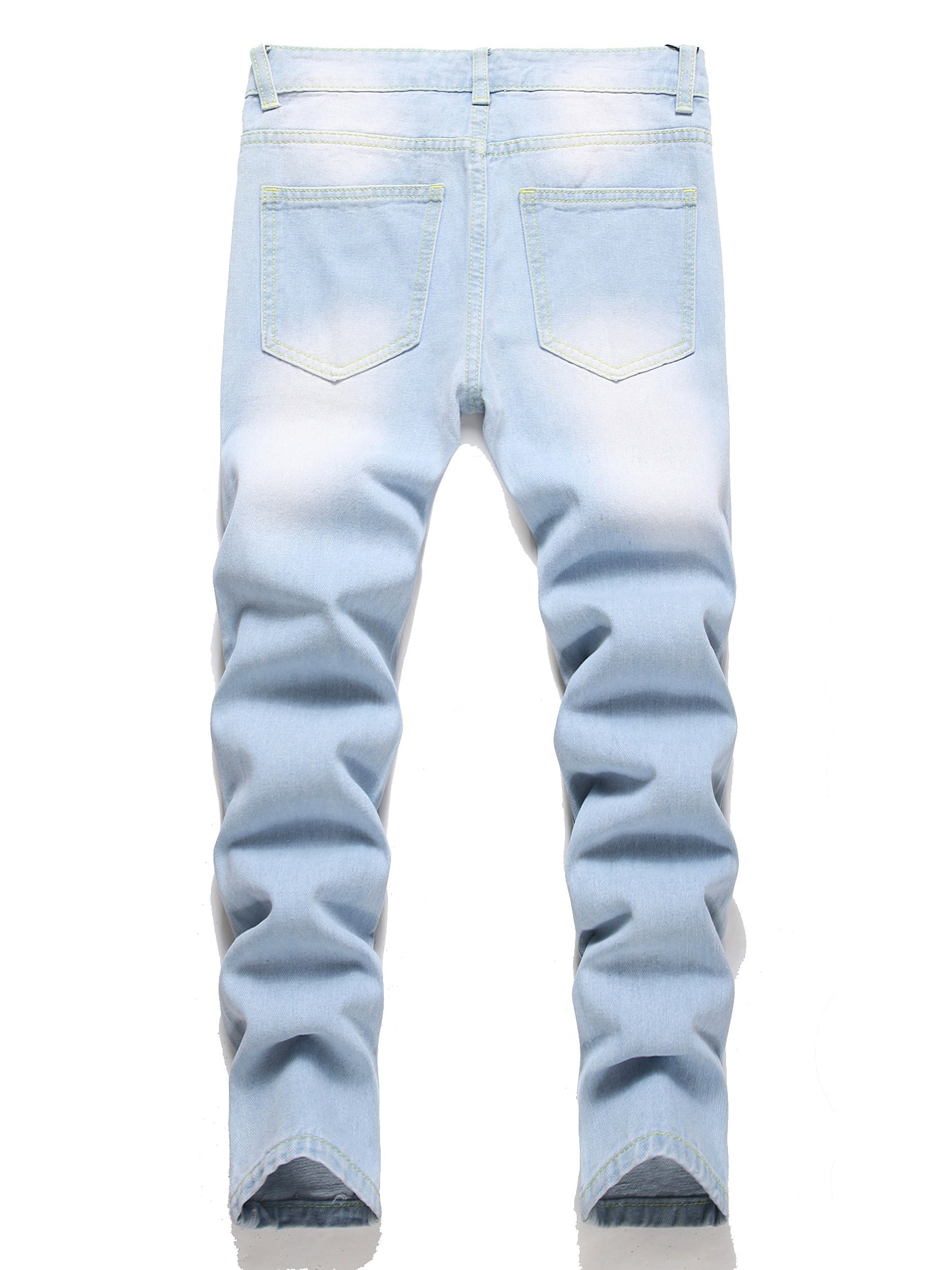 Boys Ripped Distressed Stretch Jeans Skinny Slim Fit Washed Denim Pants