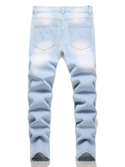 Boys Ripped Distressed Stretch Jeans Skinny Slim Fit Washed Denim Pants