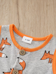 Baby Boys Fox Print Sleeveless Romper Jumpsuit