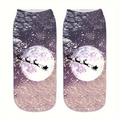 4 Pairs Christmas Print Socks Women's Low Cut Stockings