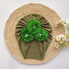 Baby Girls Flowers Pearl Cap Soft Head Wrap Head Decorative Accessory