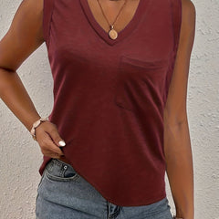 Solid V Neck Tank Top Sleeveless Casual Summer Women's Clothing
