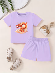 Cartoon Dragon Toddler Kid T-shirt & Shorts Set