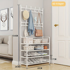 Multipurpose 58" Coat Rack Shoe Shelf, Carbon Steel, Self Assembly Required