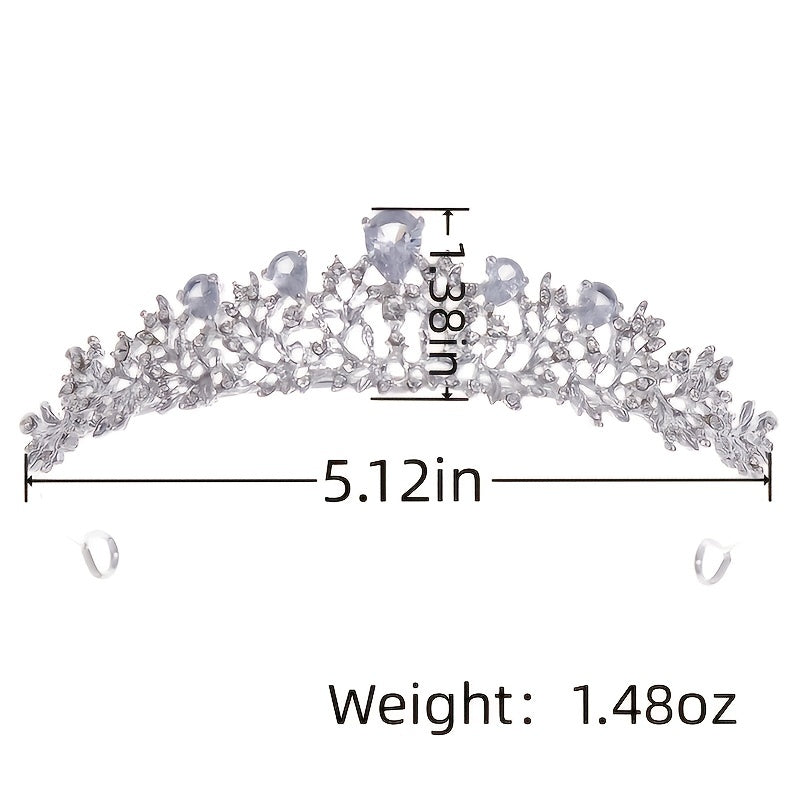 Crystal Leaf Bridal Jewelry Sets Rhinestone Crown Tiaras Necklace Earrings Set