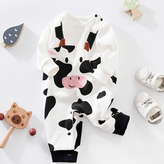 Toddler Cow Print Long Sleeve Jumpsuit for Winter