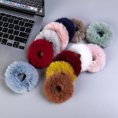 6Pcs Fuzzy Furry Fur Hair Elastics Tie Scrunchies Hair Accessories