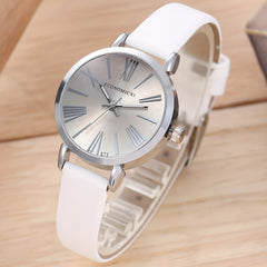3pcs Roman Numeral Leather Quartz Watch Set