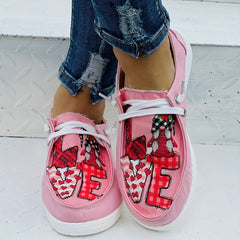 Women's Red Heart Stitching Cartoon Sneakers