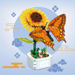 219pcs Flower Bonsai Butterfly Building Blocks Set for Living Room Bedroom