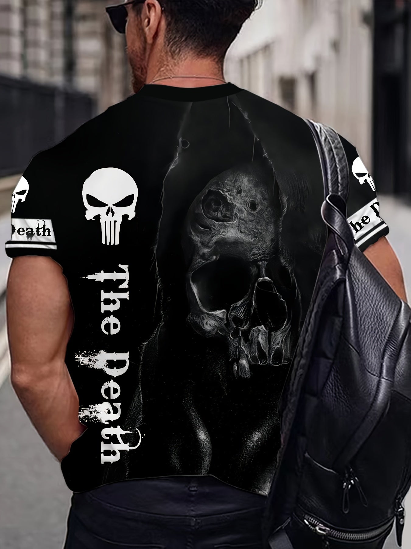 Men's Skull Pattern Shirt Casual Short Sleeve Tee Top