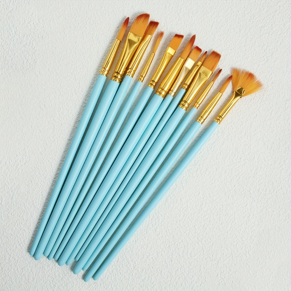 12pcs Painting Brush Nylon Brush Acrylic Paint Professional Painting Brush