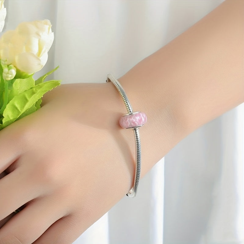 2pcs Glass Bead Flower Large Hole Bracelet Beaded