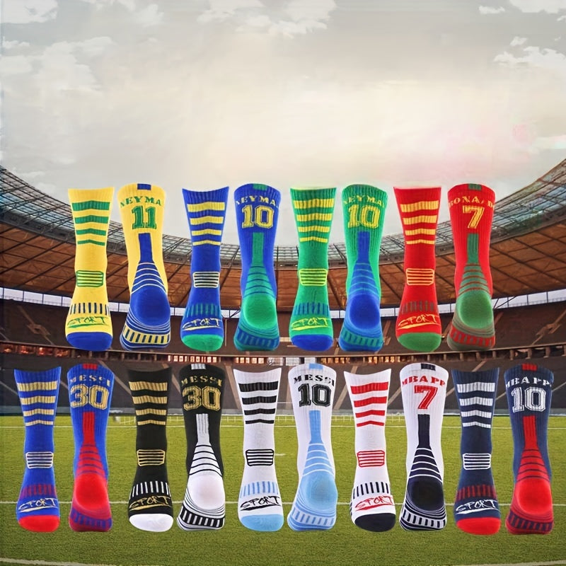 2pairs Mid-Calf Football Socks Sweat Absorbing Wear Resistant