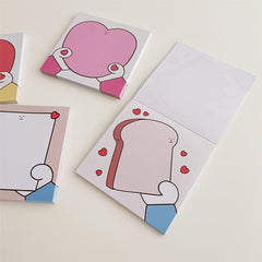 Girl Heart Cartoon Hand Love Toast Sticky Note Book