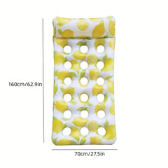 Lemon Print Inflatable Pool Lounger for Relaxation and Tanning