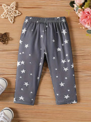 Baby Girls Star Print Elastic Waist Trousers