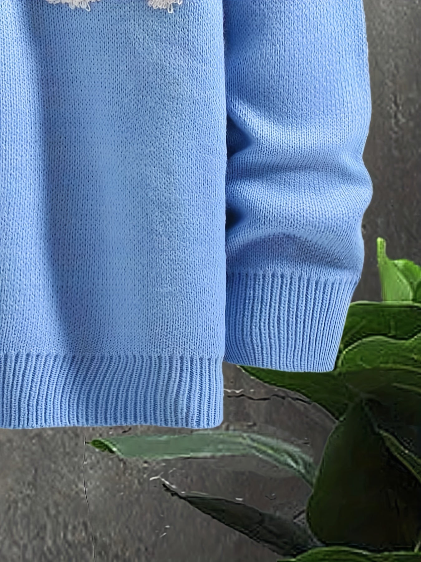 Cloud Chenille Embroidery Crew Neck Pullover Sweater for Men