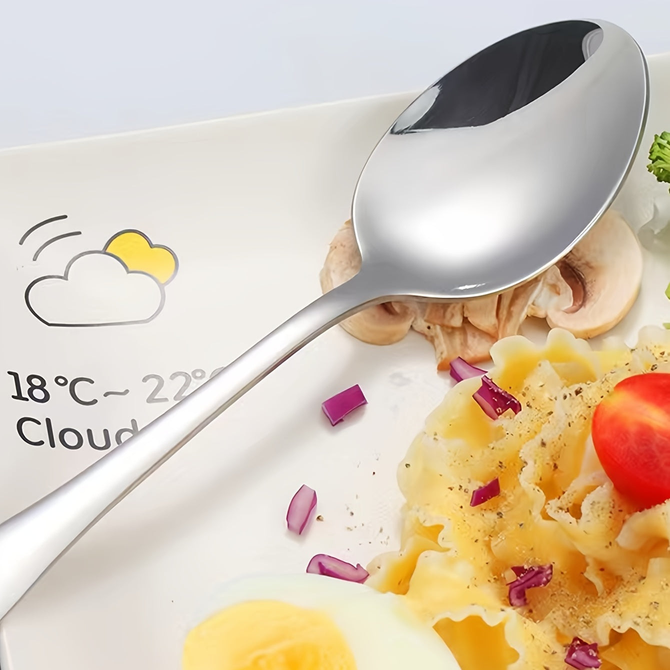 2pcs Mirror Polished Stainless Steel Dinner Spoons Set for Eating Soup