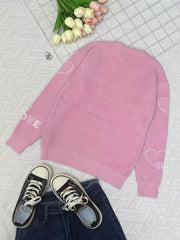 Girls Graphic Fleece Long Sleeve Pullover Sweater