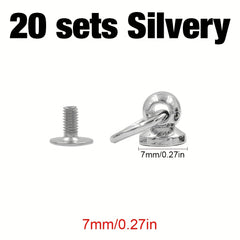 20pcs Metal Ball Post Screwback Stud Screw Rivet Leathercraft Phone Case Decor