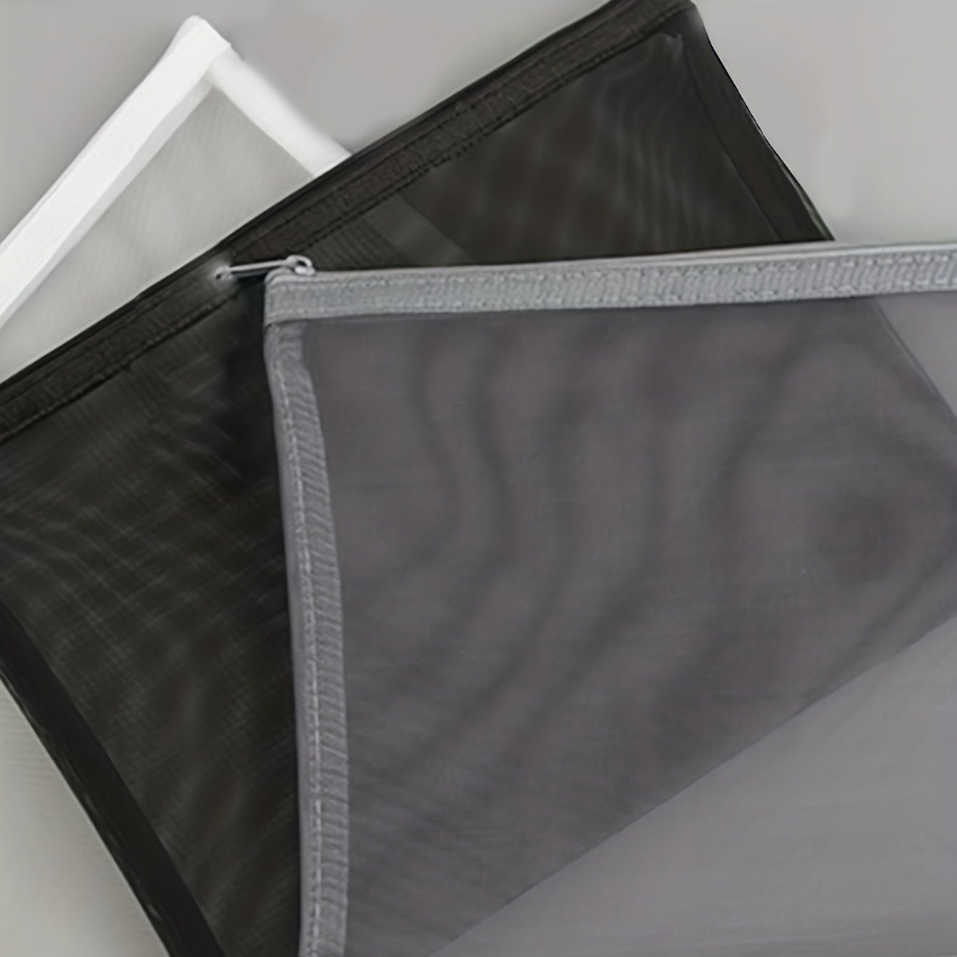 Transparent Mesh Pencil Case Zipper Large Capacity Pen Bag