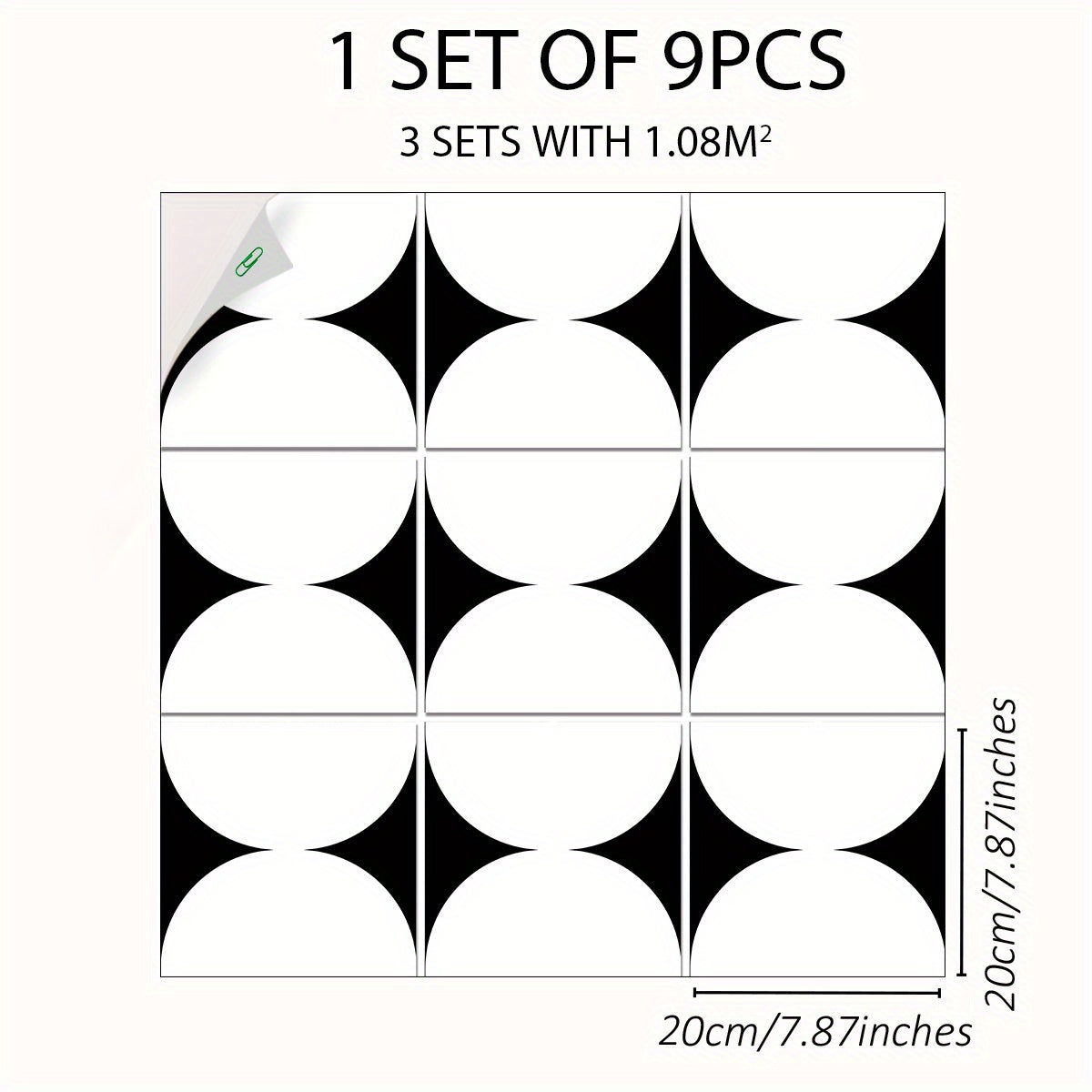 9pcs Green Geometric Tile Peel And Stick Waterproof Vinyl Tile Sticker
