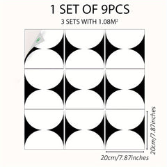 9pcs Green Geometric Tile Peel And Stick Waterproof Vinyl Tile Sticker